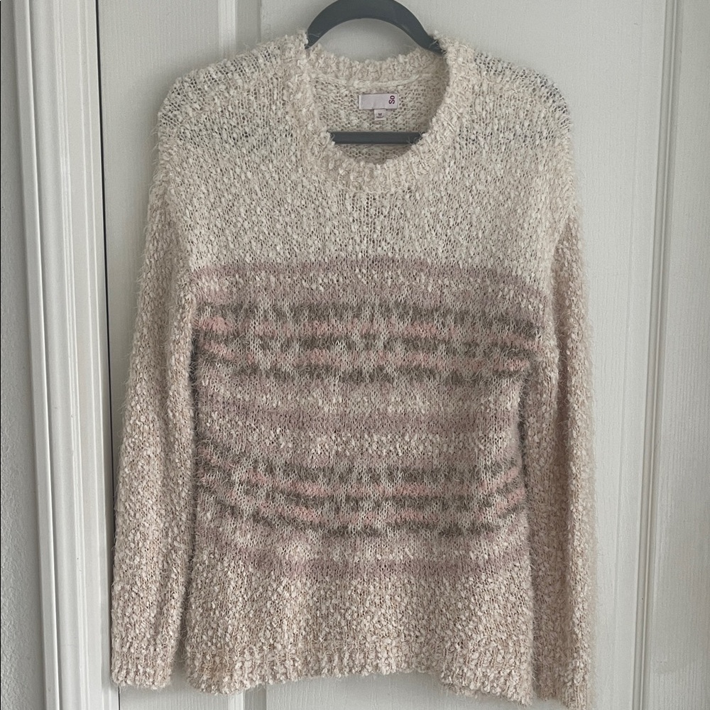 Chic Cream and Pink Striped Sweater